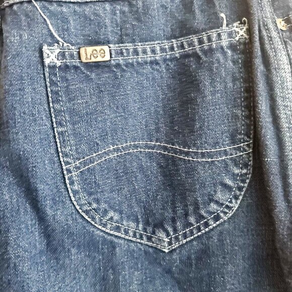 Vintage LEE Dark Denim A Line Midi Skirt S - Picture 3 of 5